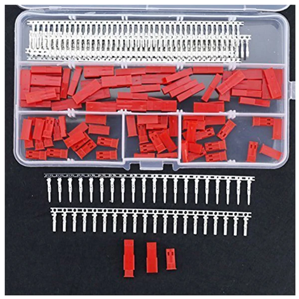 

ELEG-300Pcs (50set) 2.54mm JST SYP 2-Pin Female & Male Red Plug Housing Crimp Terminal Connector Kit