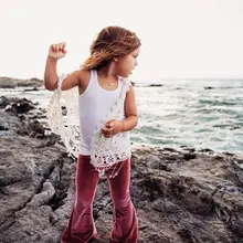 Детские штаны для маленьких девочек коллекция года, новая осенняя Брендовая детская одежда однотонные штаны на толстой подошве Повседневные детские расклешенные брюки