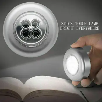 

2x4 LEDs Touch Push Button lamp Light Self-Stick Long Battery Life Down Spot Lights For camper caravan Boat
