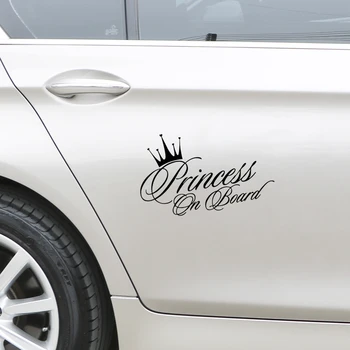 

17*10cm Princess Crown Car Sticker Bedroom Decoration Car-styling Black/Silver Vinyl Decals and Stickers Auto Accessories
