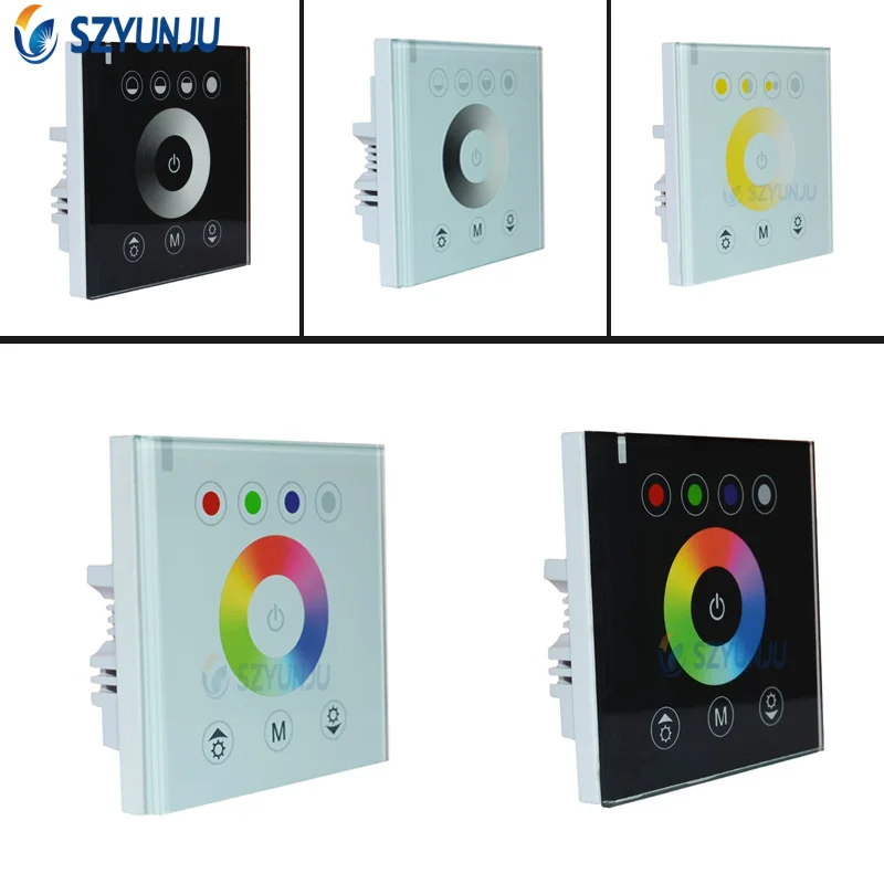 

Touch Panel RGBW Controller / Single Color Dimmer / Color Temperature Adjuster 12-24V 4CH Wall Mounted for Home Hotel Led Switch