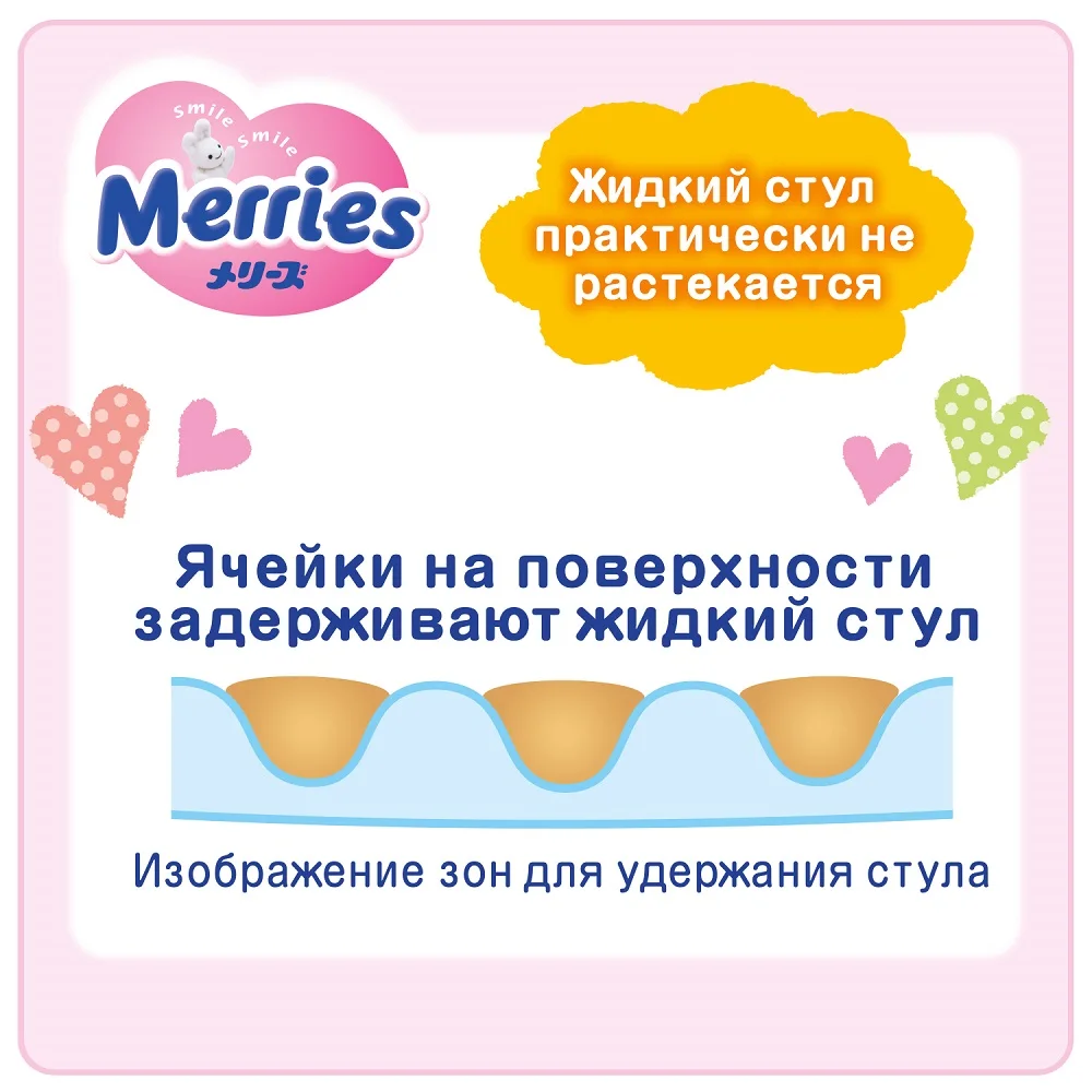 Подгузники Merries S(4-8 кг) 82 шт