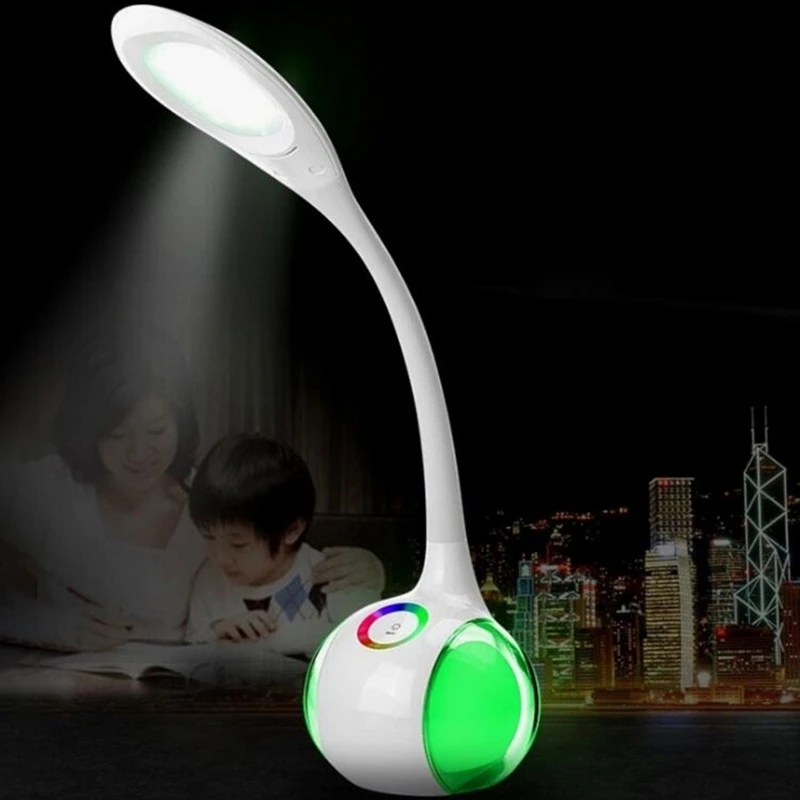 Kopen Draadloze Smart Druk Bluetooth Speaker Learning Licht Desktop Kleurrijke Ogen Kleurrijke Verlichting Bescherming Tafellamp Audio Fm Rad