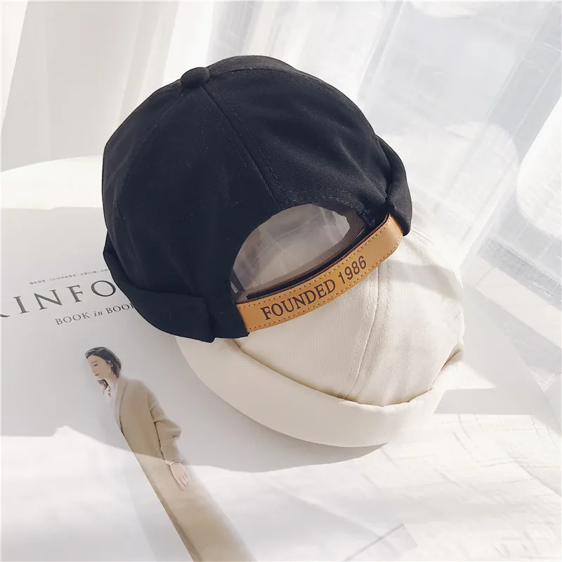 

Men Street Casual Docker Sailor Biker Hat Loop Beanie Brimless Cap Fashion Unisex Pumpkin Vintage Navy Beanies