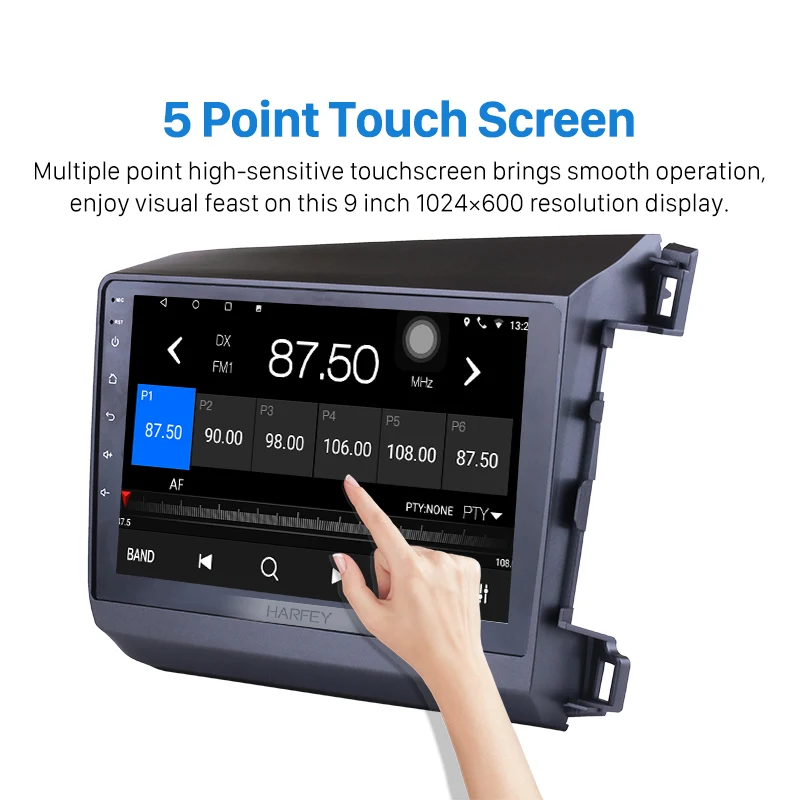 Perfect Harfey Car Radio GPS Multimedia Player For 2012 HONDA CIVIC Right Hand Driving Android 6.0/8.1 9" Head Unit With WIFI OBD2 2