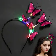 Cute Creative Headband Fashion Luminous Colorful Lights Butterfly Headband Party Colorful Headband Party Decoration Supplies