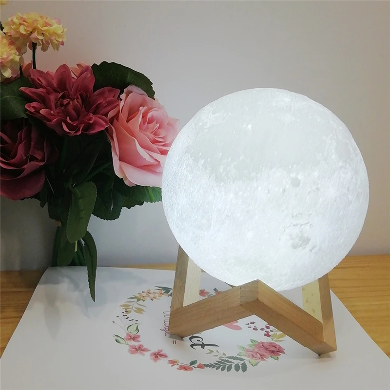 

Dropship 2 Color Rechargeable 3D Printing Moon Night Light Lamp Great Home Decor Creative Gift Globe Lamp With Wooden Stand