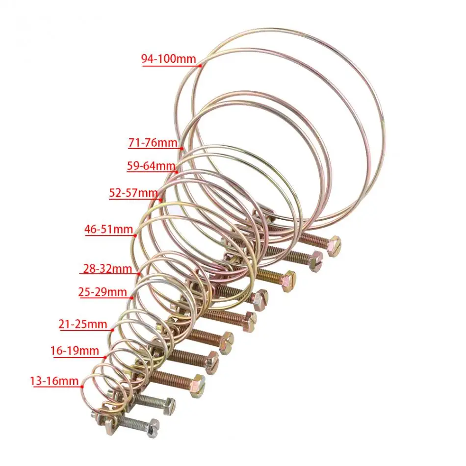 10 шт./компл. проволочный хомут Регулируемый Стальная проволока трубка хомуты кабельные наконечники в наборе для 1/2 ''5/8'' 3/4 ''7/8'' 1-1/8 ''1-1/4''
