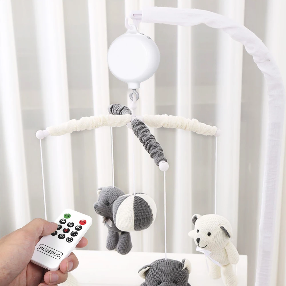 

35 Songs Music Box Rotary Baby Crib Bed Toy non-toxic Musical Mobiles Remote Control Movement Bells can download story for Baby