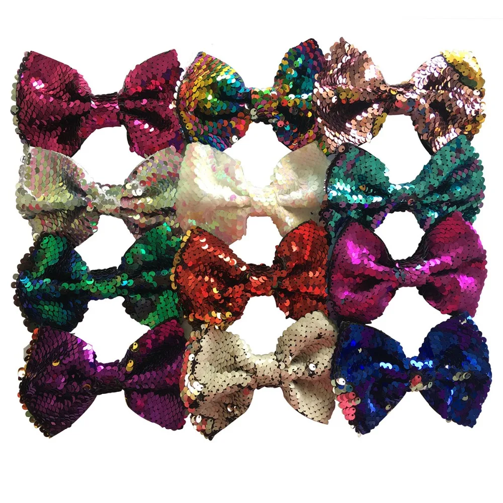 5'' Large Girl's Sequin Bows Hair Clips Toddler Hair Bows Hair Grips