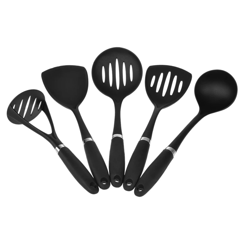 

2019 New 5pcs Nylon Kitchenware Cookware Set Kitchen Utensils Cooking Tools For Pots Pans Shovel Spoon Colander
