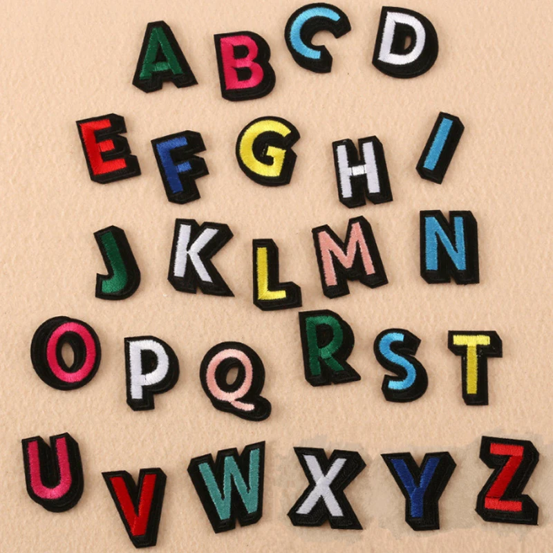 

Banner Sew Marker A-Z DIY Multicolor Embroidered Ball Uniform 1PC New 26 Lletters Patch Iron On Applique Accessories Name