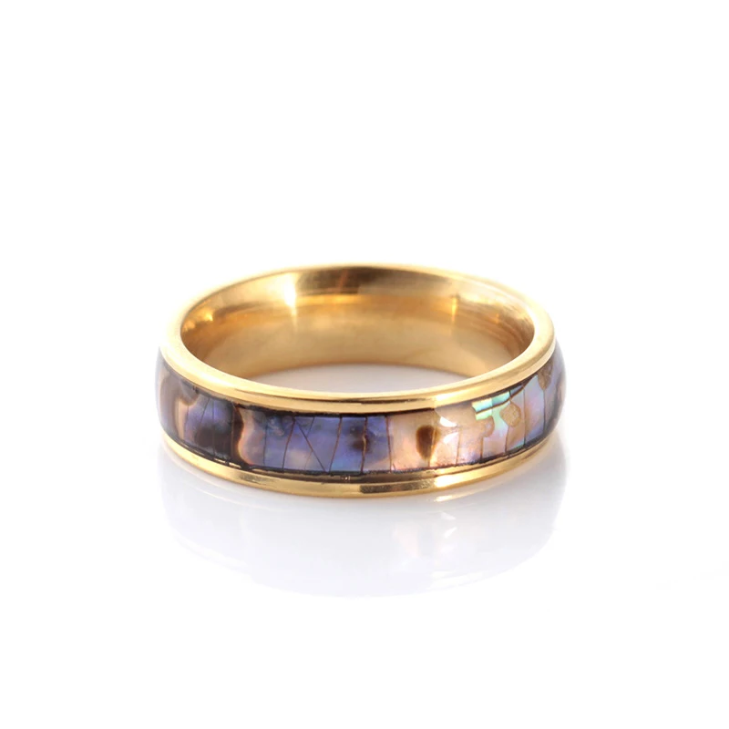 Ювелирные изделия для мужчин и женщин из нержавеющей стали Abalone Shell Ring Band