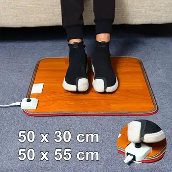 

Leather Electric Heating Pad Office Heating Foot Mat Warmer 50W 220V Winter Warm Feet Thermostat Carpet Household Warming Tools
