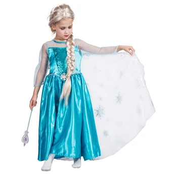 

Kids Girls Snow Queen Costume Film Movie Ice Princess Fancy Dress Christmas Gift