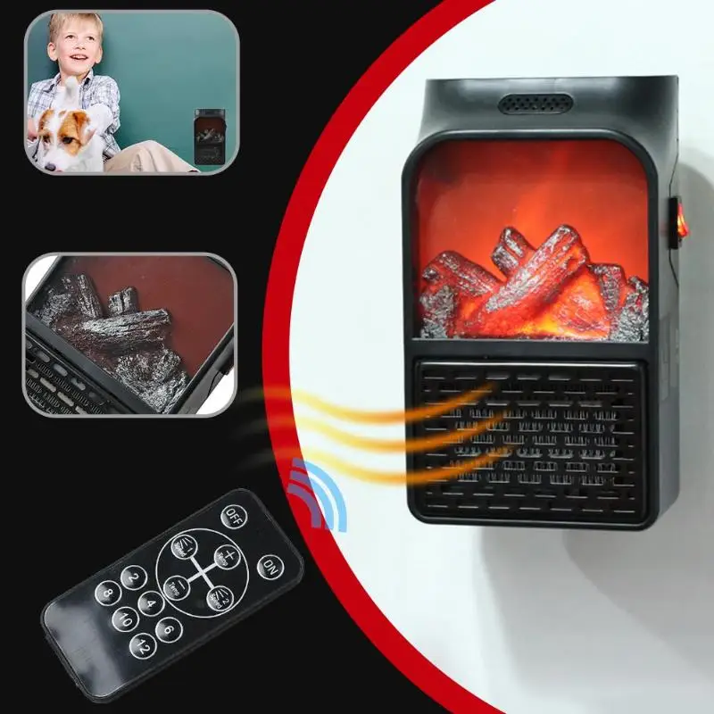 

900W Electric Mini Wall Mount Fan Heater with Remote Control Home Office Stove Radiator Warmer Machine for Warmer EU