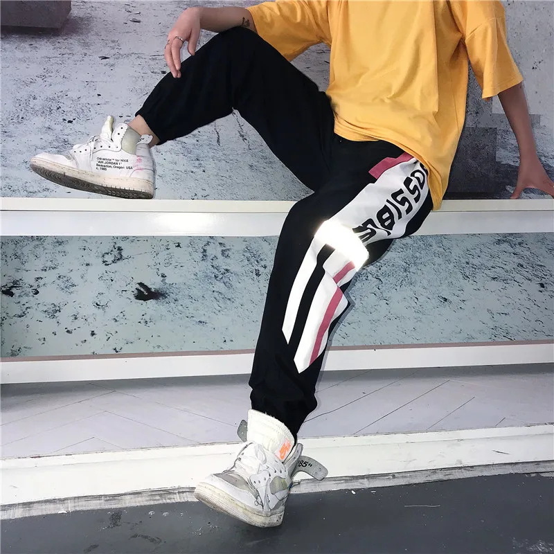 Men's Trousers 2019 Summer New Youth Popular Loose Printing Reflective Strips Feet Nine Pants Sports Pants Casual Men's Clothing Men's Trousers 2019 Summer New Youth Popular Loose Printing Reflective Strips Feet Nine Pants Sports Pants Casual Men's Clothing