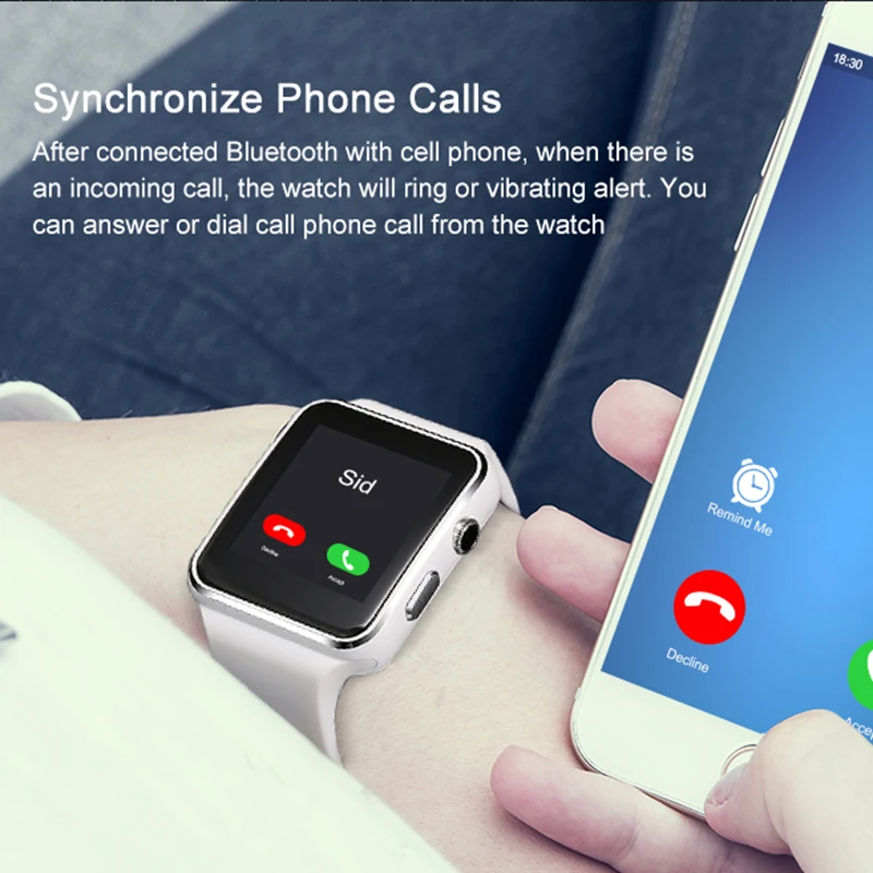 Смарт часы с Bluetooth X6 спортивные Шагомер умные камерой поддержка sim карты Whatsapp Facebook