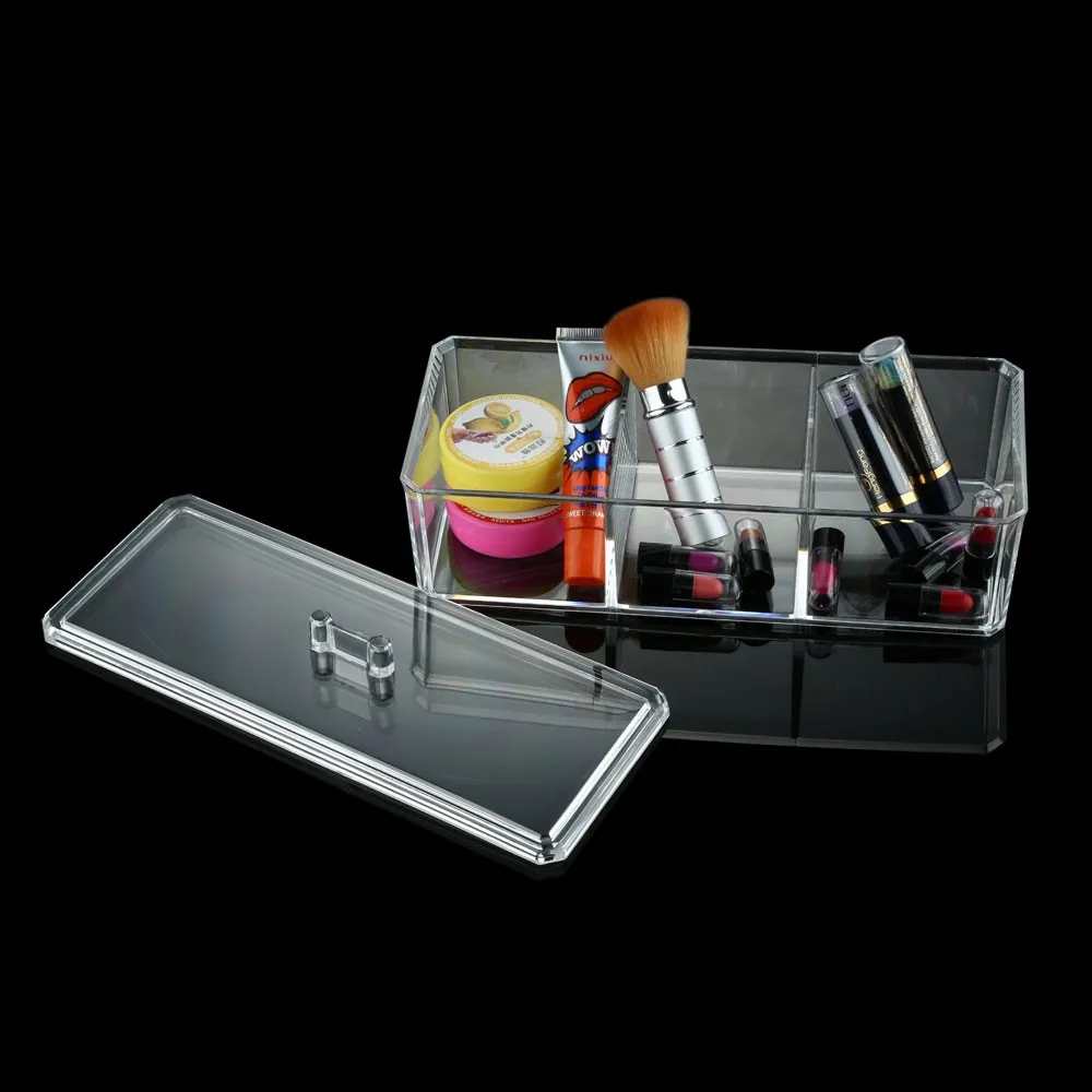 

Quality Transparent Crystal Desktop Cosmetics Storage Box Jewelry Box Multi-functional Storage Box with Lid