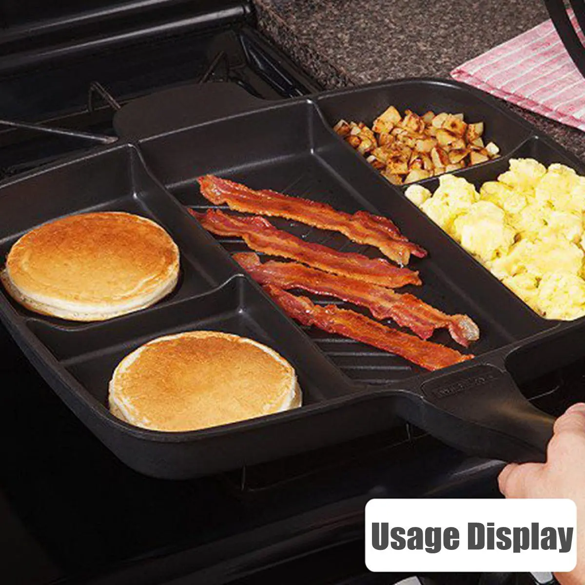  5 In 1 Multifunction Non-Stick Divided Grill Frying Pan Cooking Pan Induction Household Kitchen Too - 33003321560