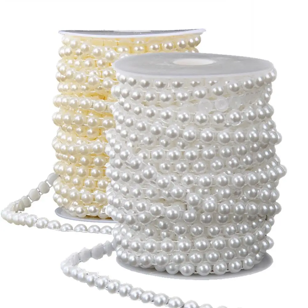 

Bag Accessories 8MM Semi Circular Artificial Imitated Pearl Chain 20M Fashionable Simple Elegant DIY Accessories White Beige