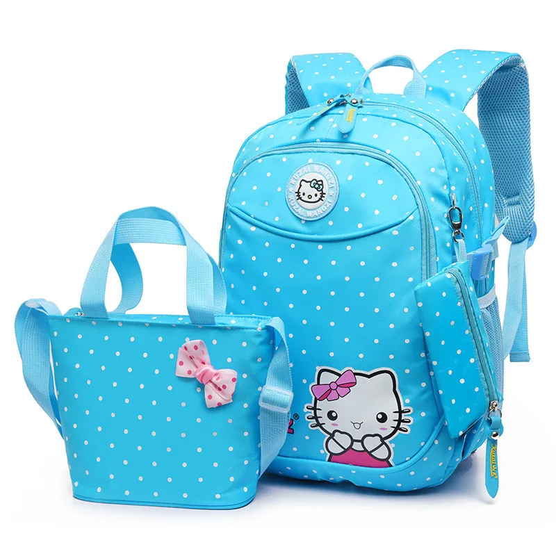 

3 Pcs /Set Princess Backpack For Girls Teenagers School Bags Large Capacity Dot Printing School Rucksack Cute Book Bag Mochila