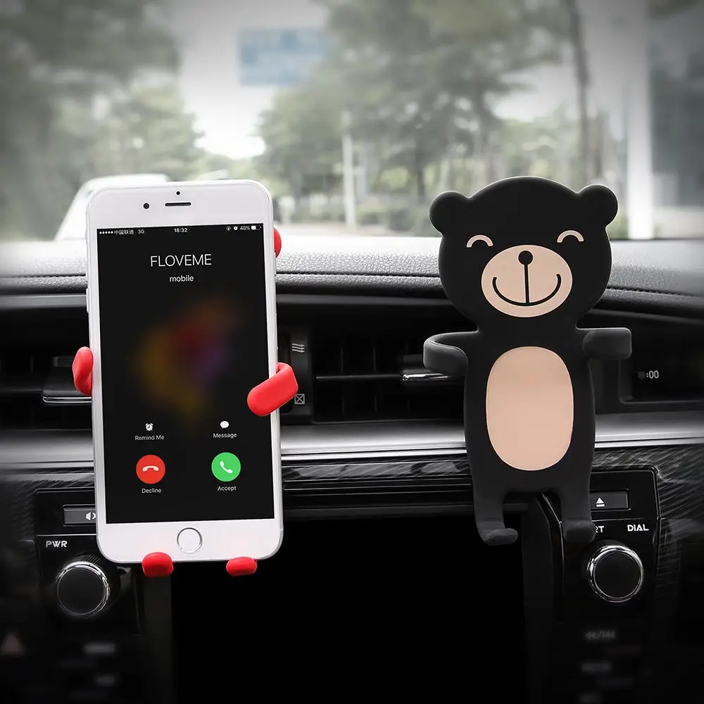 Cute Cartoon Phone Holder For Samsung Mobile Stand for 3.5 to 6.5 inch Car Air Vent Mount iPhone #1 | Мобильные телефоны и