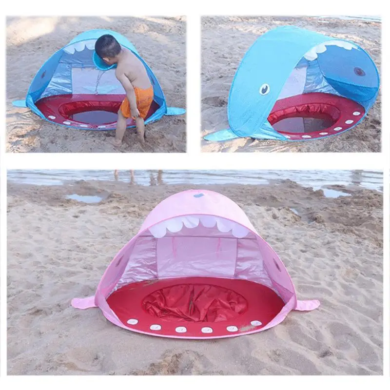 القرش شكل المنبثقة الطفل خيمة للشاطئ الأشعة فوق البنفسجية حماية الشمس المأوى مع بركة أطفال في الهواء الطلق التخييم ظلة الشاطئ المظلة خيمة