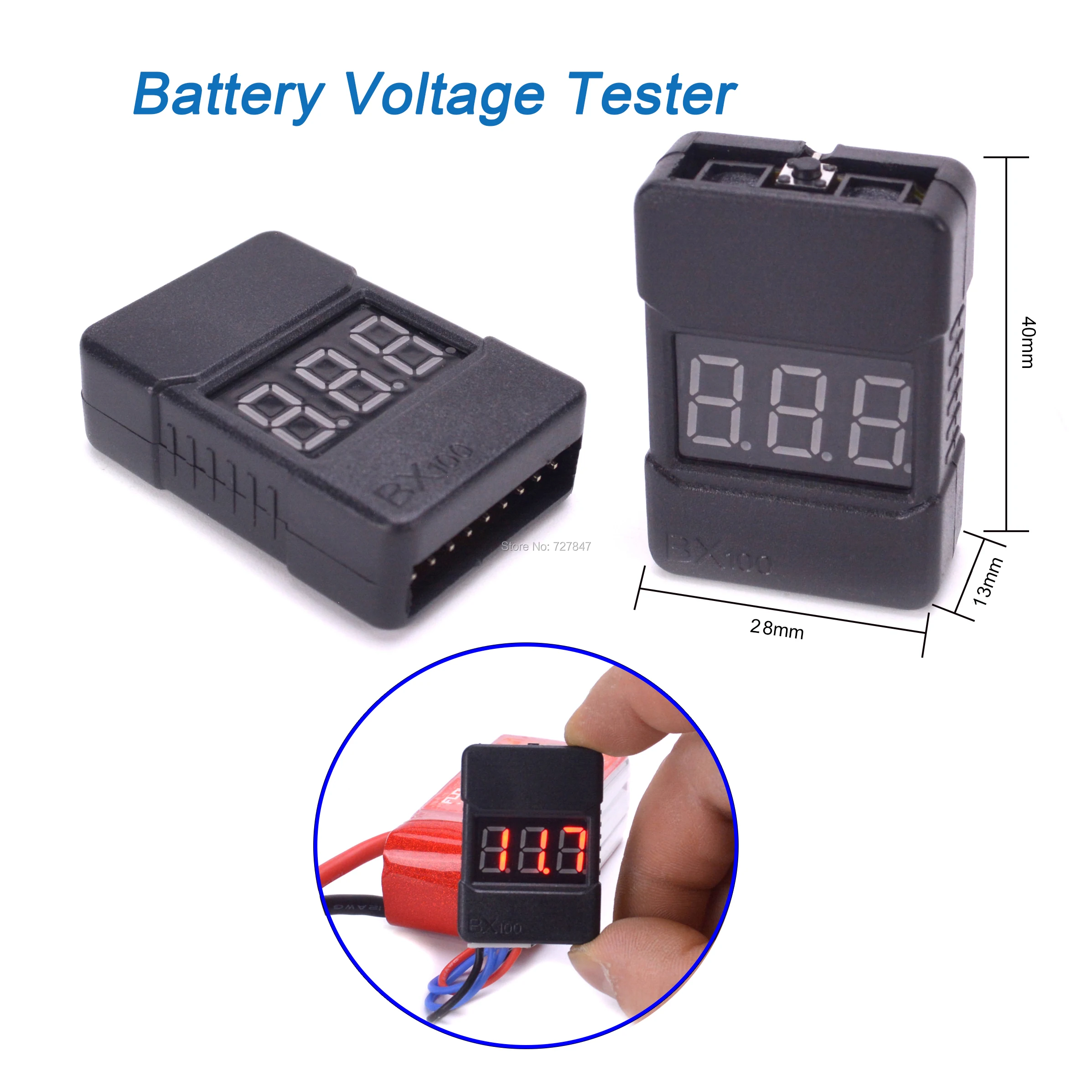 

BX100 3.7-30V 1-8S LiPo Li-po/ion/Fe Battery Voltage Tester Low Voltage Buzzer Alarm