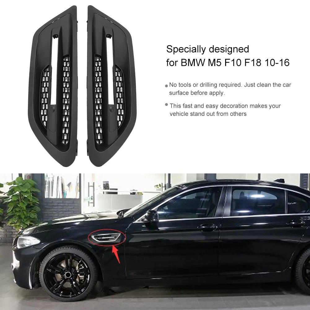 

1 Pair Car Side Air Flow Fenders Vent Grills Left & Right ABS Stickers For BMW M5 F10 F18 2010 2011 2012 2013 2014 2015 2016 NEW