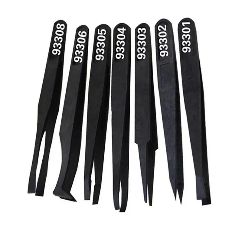 

Multifunction Black New Portable Straight Bend Anti-static Plastic Tweezer Heat Resistant Repair Tool