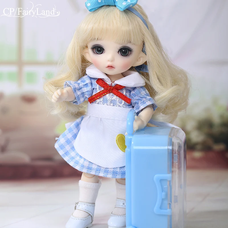 Adorable Girl Doll 28cm Ball Jointed Doll Body with Light Blue Curly Hair