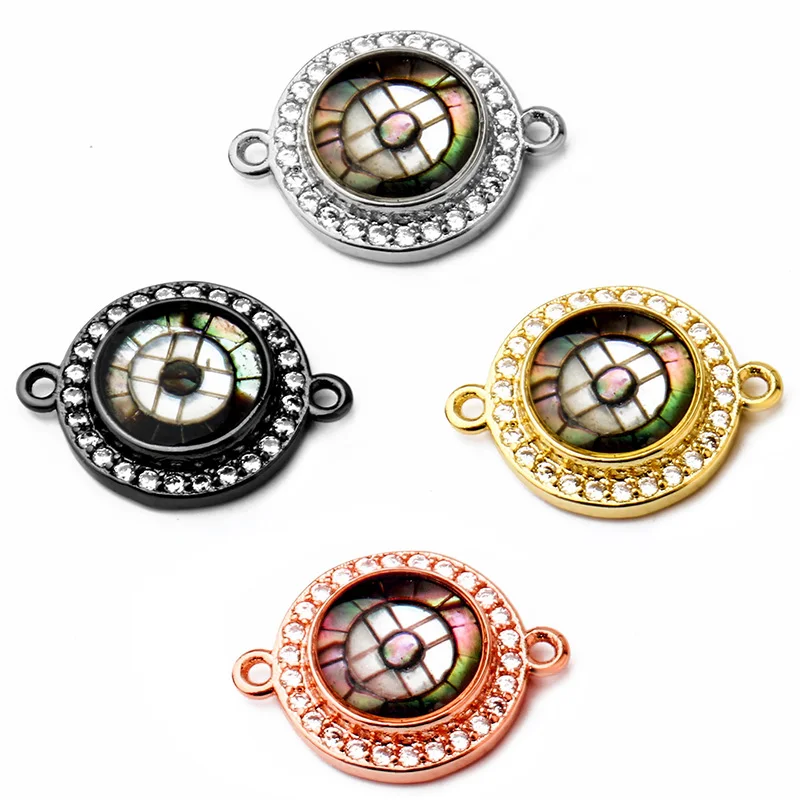 

New Copper Plating Round Inlay Zircon Charms Pendants for Bracelet Necklace DIY Jewelry Making Finding Accessories