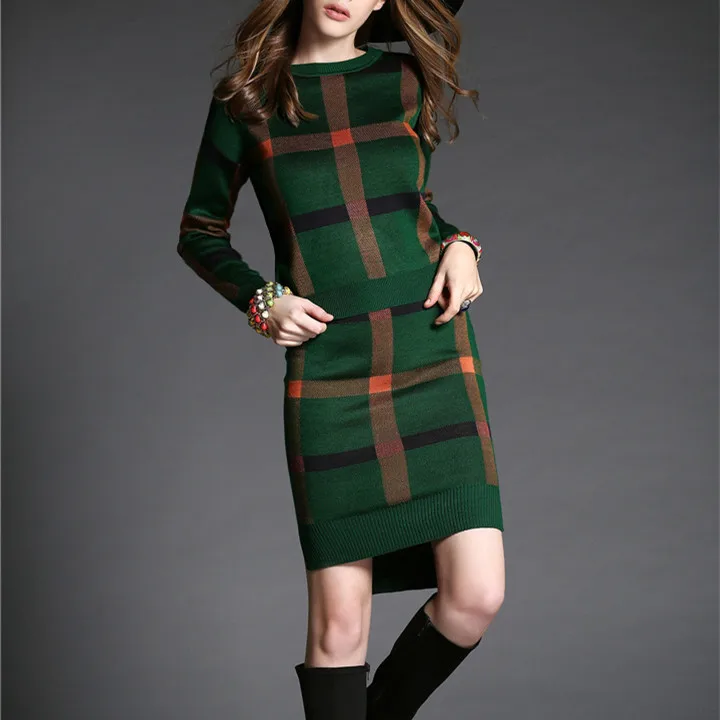 

2018 Winter Christmas Leisure Suit Skirt Stretch Top Sets Striped Long-Sleeved Pullovers Knitted 2 Piece Sets