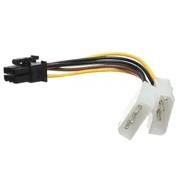 Двойной 4-контактный Molex IDE 6 Pin PCI-E графическая карта Мощность разъём кабельный переходник