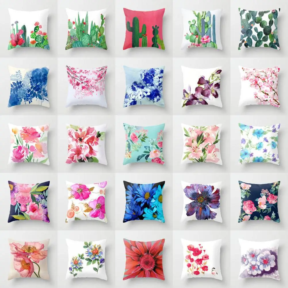 

Elegant Flower Cactus Waist Throw Cushion Cover Pillow Case Sofa Bed Home Decoration Pillow Covers New