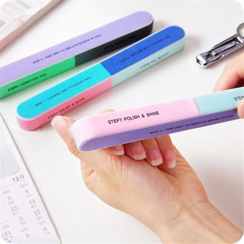 

1pc Creative Printing Nail File Sanding Sand Six-sided Polishing Sand Fing Nail File Polish Tools For Gel Nails Random Color