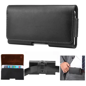 

Fashion Mens Universal Horizontal Genuine Leather Waist Pack Belt Clip Bag for iPhone 11Pro XS MAX 5s 8 Pouch Holster Case Cover