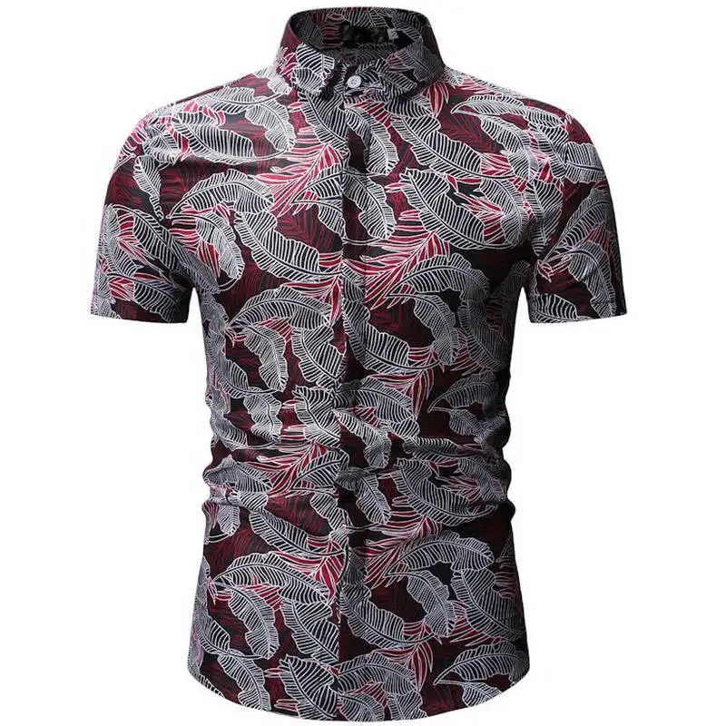 

2019Men Shirt Summer Style Palm Tree Print Beach Hawaiian Shirt Men Casual Short Sleeve Hawaii Shirt Chemise Homme 26 color