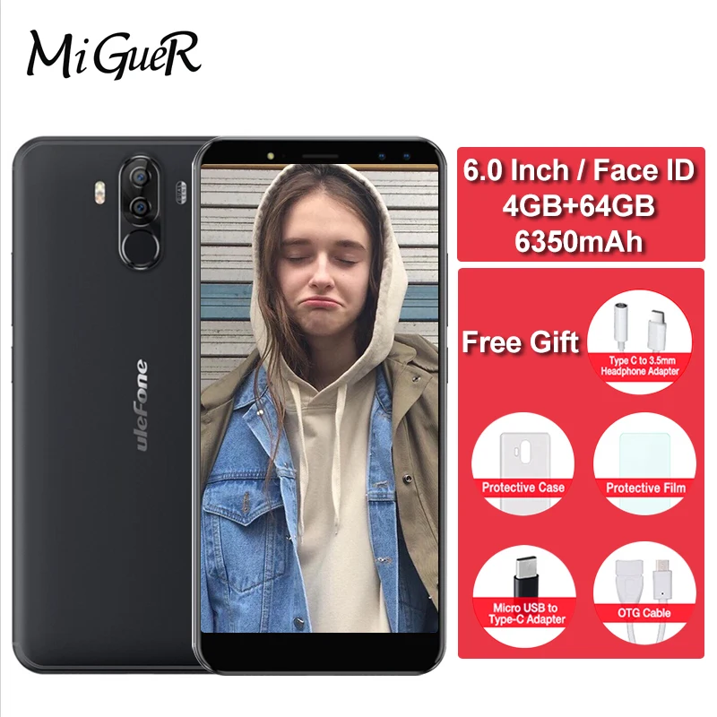 

Ulefone Power 3S Face ID Mobile Phone 6.0"FHD+ 18:9 Full Screen Android 8.1 MTK6763 Octa Core 4GB+64GB 16.0MP 6350mAh Smartphone
