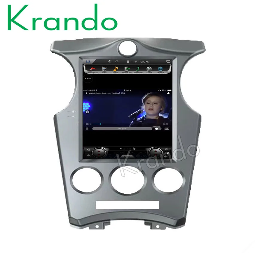 Top Krando Android 7.1 10.4" Tesla style Vertical car radio For KIA CARENS 2006-2013  manual AC navigation player 3