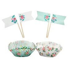 24 шт. бумажные стаканчики для кексов+ 24 шт. выбирает Muffin плесень шоколадный кекс Лайнер выпечки Плесень цветок чаша День рождения Свадебные DIY