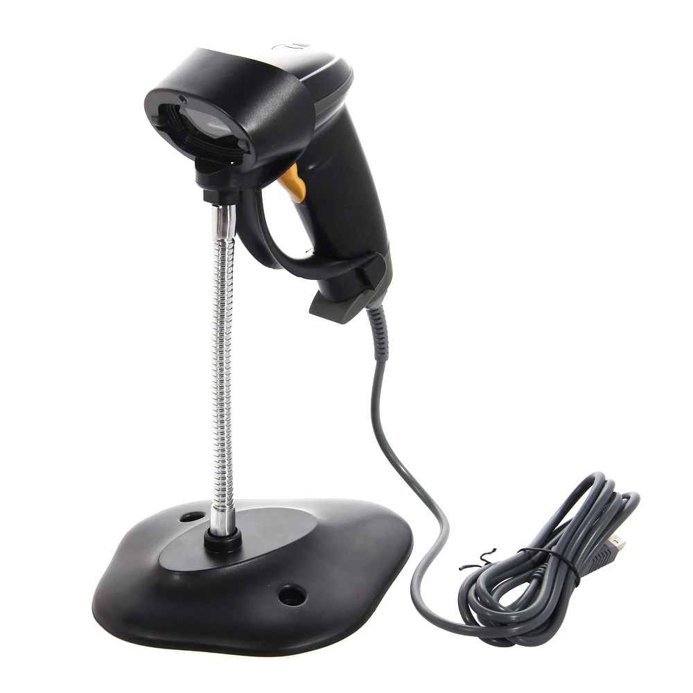

Long Laser USB Port Handheld Barcode Scanner Bar Code Reader UPC EAN Scanning with Hands Free Adjustable Stand
