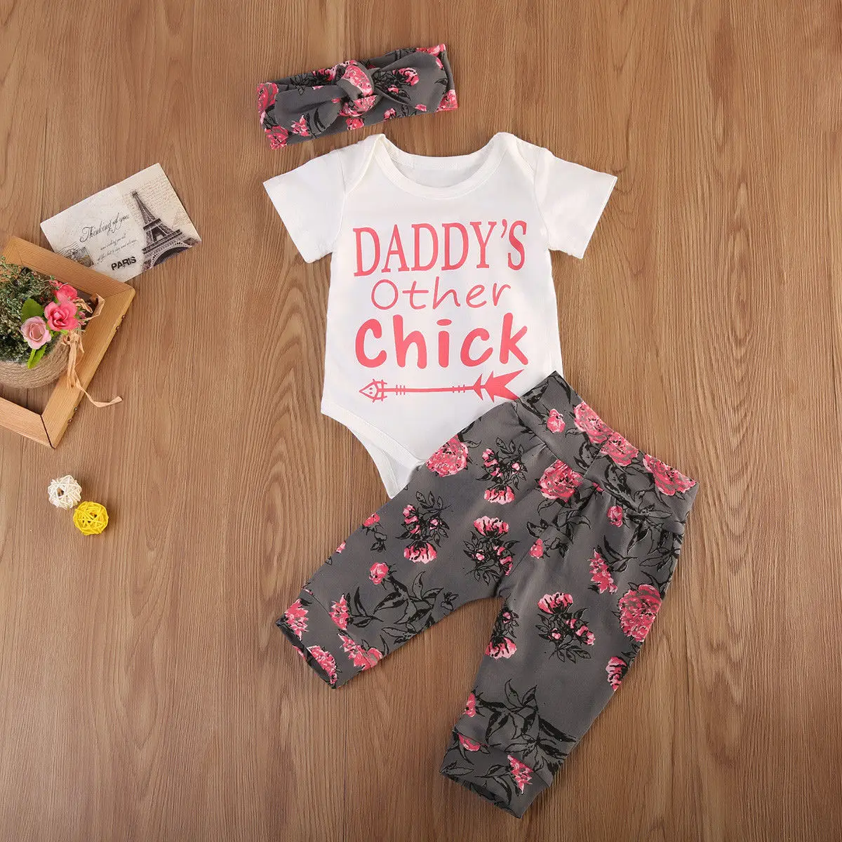 

Pudcoco Girl Set 0-24M US Stock Newborn Baby Girls Top Romper Pants Floral Outfits Clothes Set