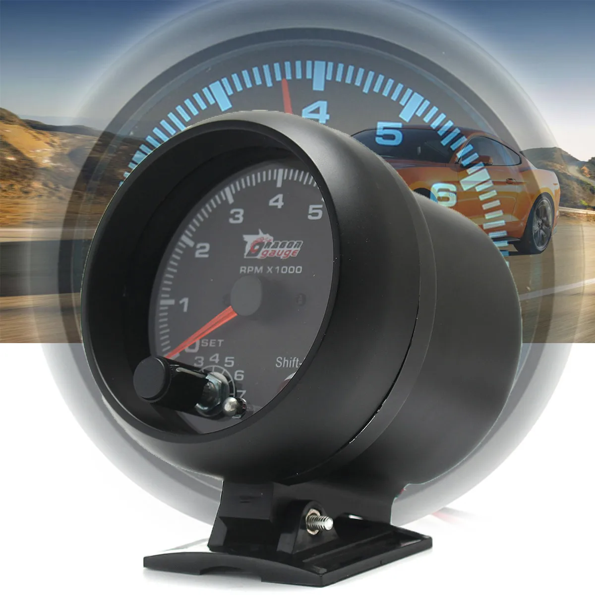 

95mm Tachometer Tacho Gauge Meter 0-8000 RPM With 7 Color LED Backlight Plastic Works on 4 6 8 Cylinder Engines Shockproof