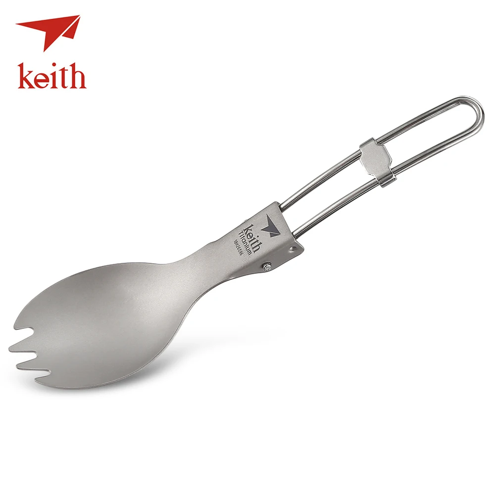 

Keith Titanium Folding Spork Camping Cutlery Travel Tablewares Outdoor BBQ Picnic Hiking Convenient Fork Spoon