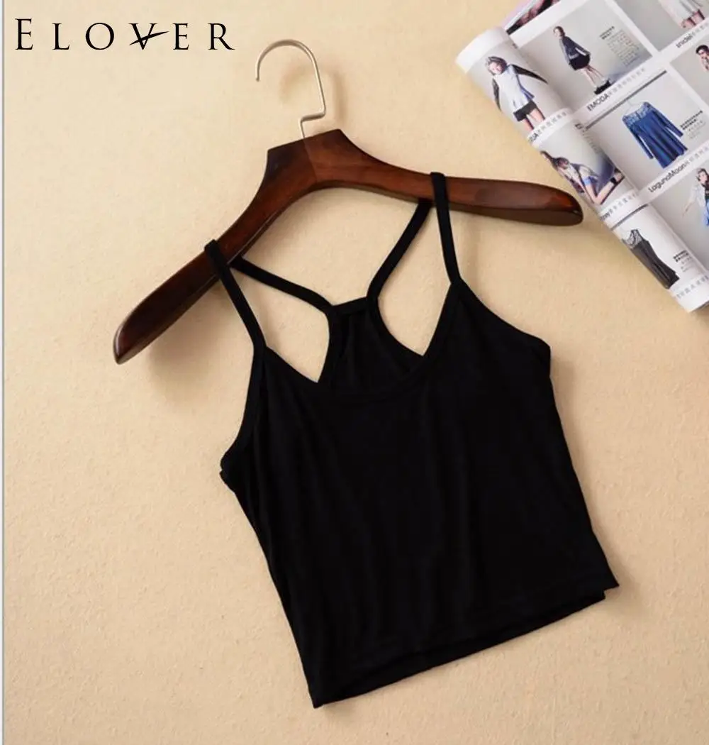 

Elover Sexy Lingerie Vest Women Casual Workout Yoga Clothes Activewear Solid Sports Cami Tops Elastic Sleeveless Spaghetti Strap