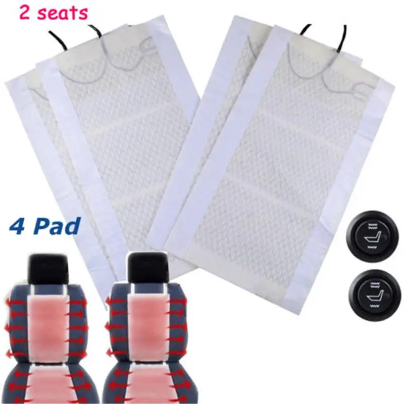 

12V 4pcs Car Carbon Fiber Heated Cushion Winter Car Auto Seat Heater Pad Hi-Off-Lo Switch Kits For Driving In Winter