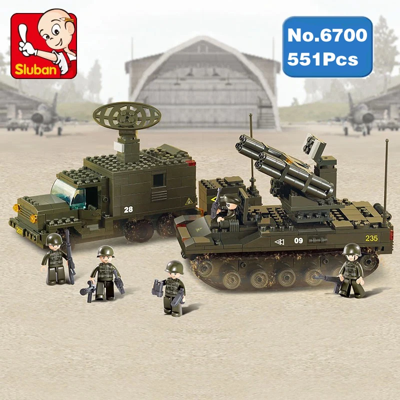 

Sluban B6700 Army Military Rocket Launcher Vehicle Tank 3D Model DIY Building Blocks Bricks Assembly Toy fit Legoings no Box