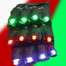 Наполовину пальцевые лазерные перчатки с зелеными огнями светодиодный светящиеся перчатки с жесткими костяшками пальцев для шоу сценического представления бар танцевальный клуб DJ